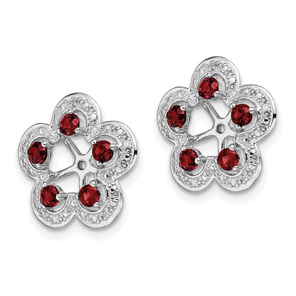 Sterlingsilber Rhodium Diamant. & Granat Ohrring Jacke
