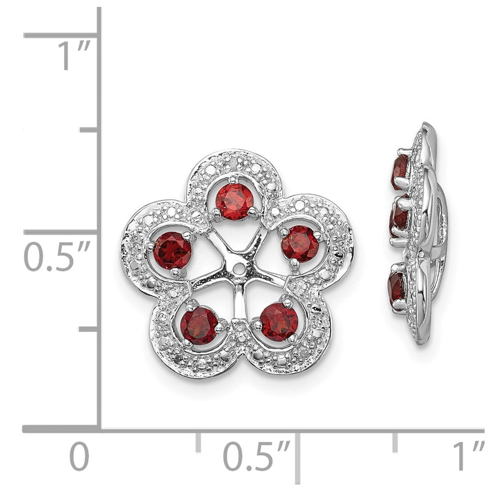 Sterlingsilber Rhodium Diamant. & Granat Ohrring Jacke