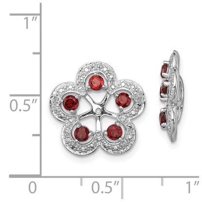 Sterlingsilber Rhodium Diamant. & Granat Ohrring Jacke