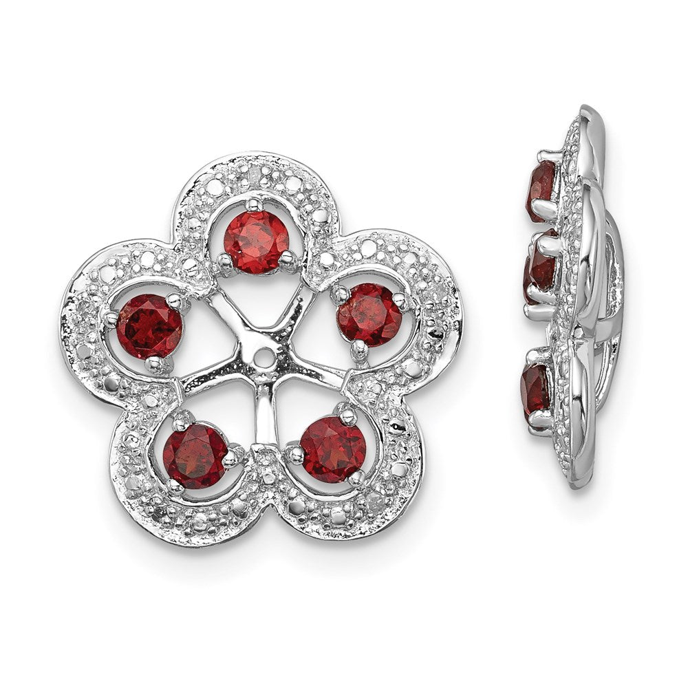 Sterlingsilber Rhodium Diamant. & Granat Ohrring Jacke