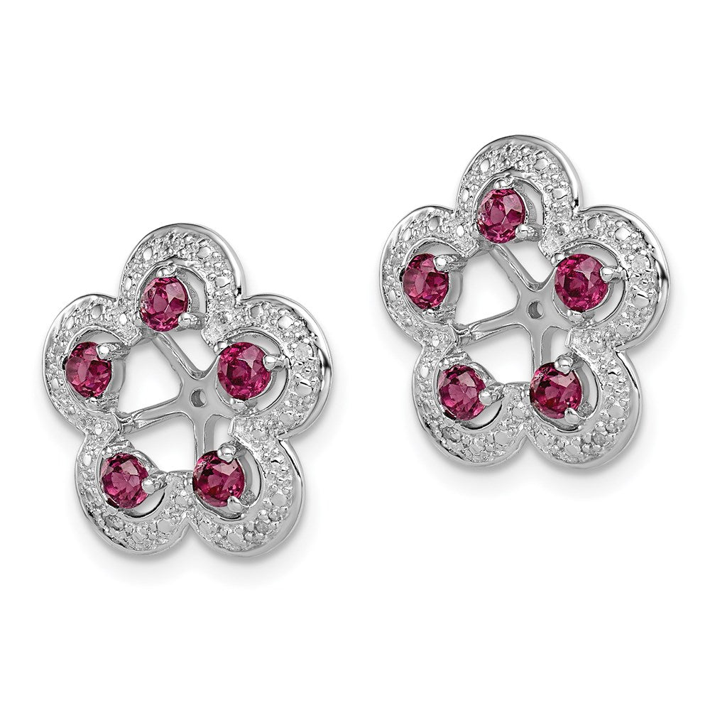 Sterlingsilber Rhodium Diamant. & Rhodolith Granat Ohrring Jacke