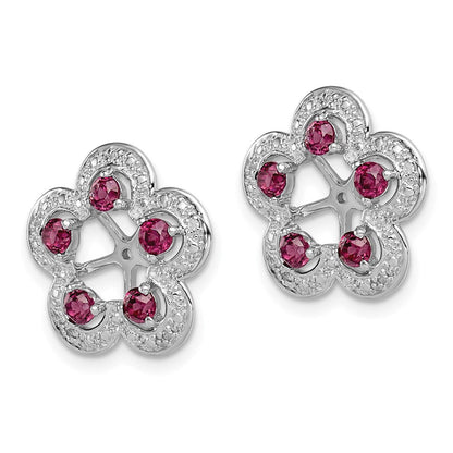 Sterlingsilber Rhodium Diamant. & Rhodolith Granat Ohrring Jacke