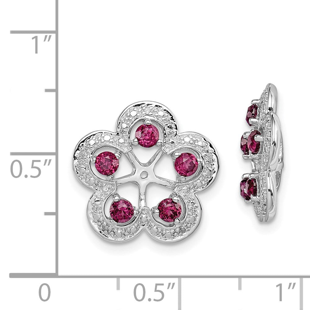 Sterlingsilber Rhodium Diamant. & Rhodolith Granat Ohrring Jacke