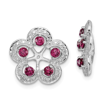 Sterlingsilber Rhodium Diamant. & Rhodolith Granat Ohrring Jacke