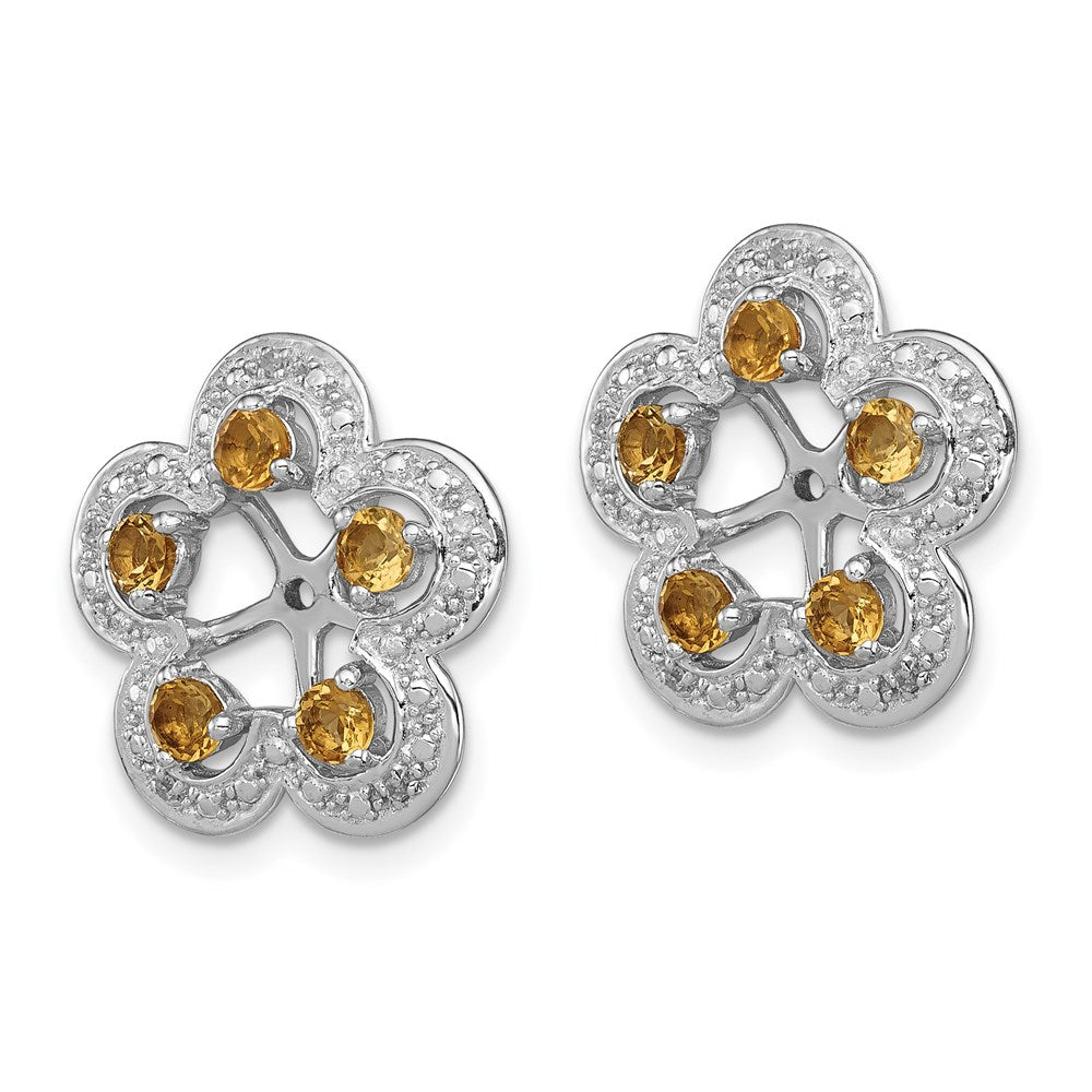 Sterlingsilber Rhodium Diamant. & Citrin Ohrring Jacke