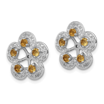 Sterlingsilber Rhodium Diamant. & Citrin Ohrring Jacke