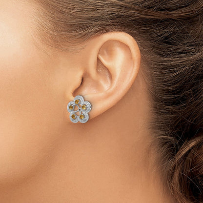 Sterlingsilber Rhodium Diamant. & Citrin Ohrring Jacke