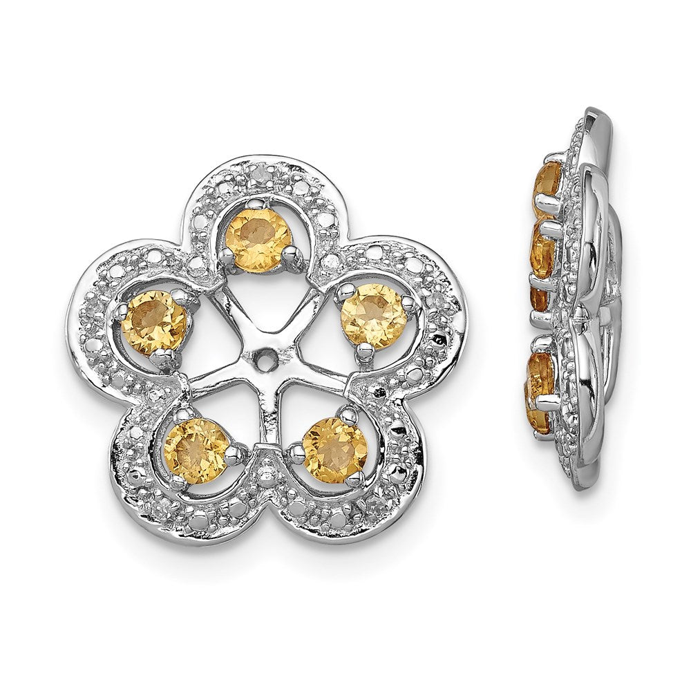 Sterlingsilber Rhodium Diamant. & Citrin Ohrring Jacke