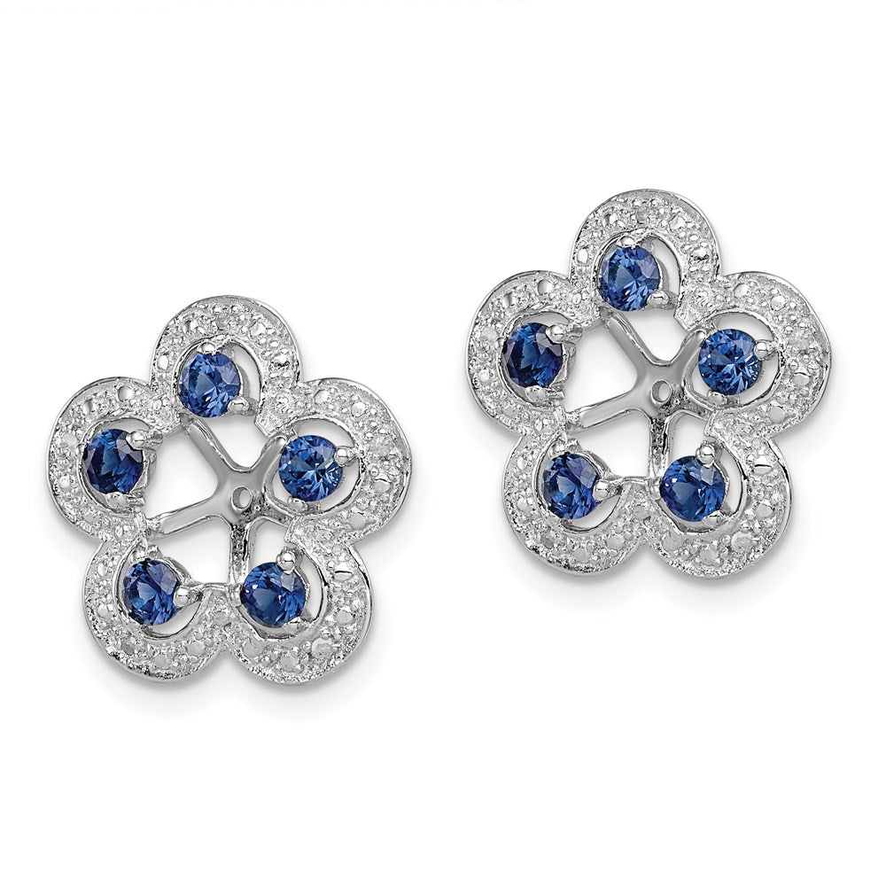 Sterlingsilber Rhodium Diamant. & Erzeugt Saphir Ohrring Jacke