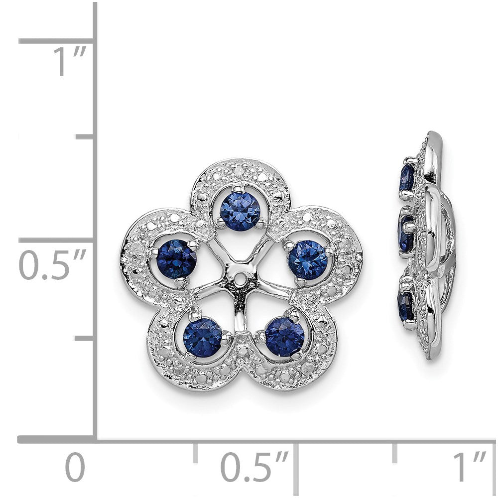Sterlingsilber Rhodium Diamant. & Erzeugt Saphir Ohrring Jacke