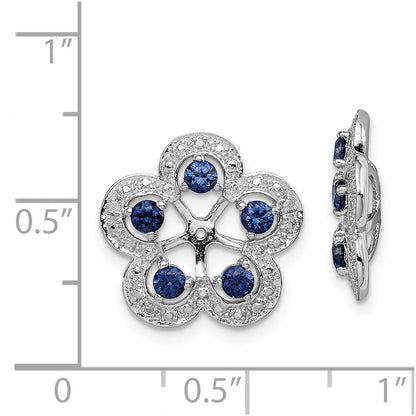 Sterlingsilber Rhodium Diamant. & Erzeugt Saphir Ohrring Jacke
