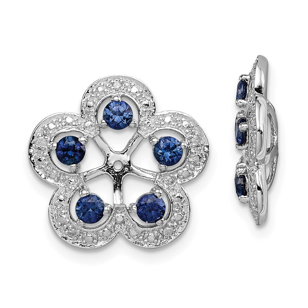 Sterlingsilber Rhodium Diamant. & Erzeugt Saphir Ohrring Jacke
