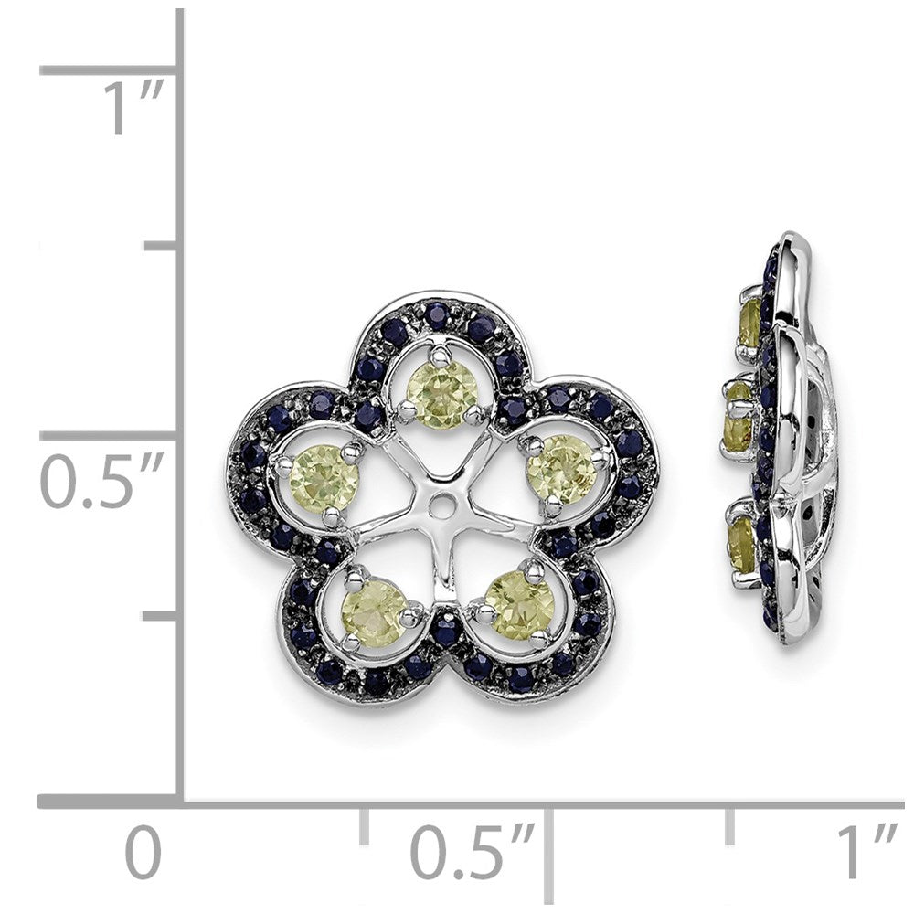 Sterlingsilber Rhodium Peridot & Schwarz Saphir Ohrring Jacke