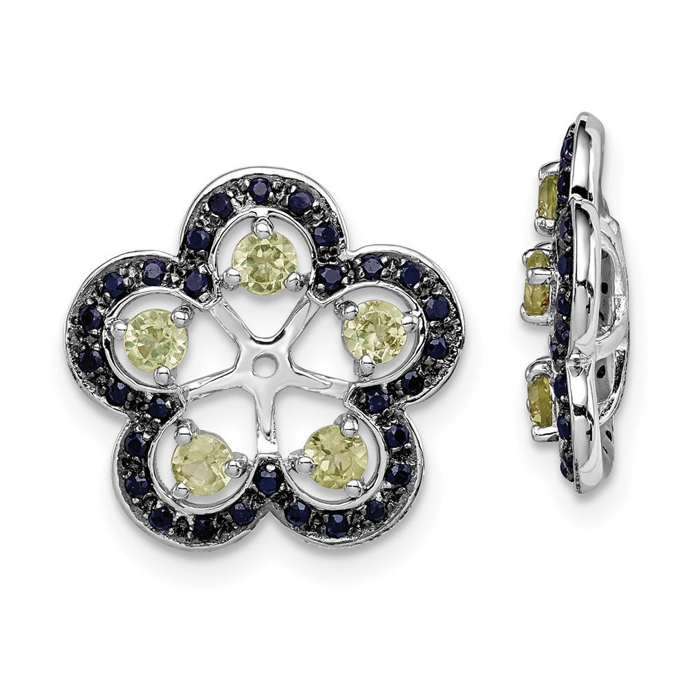 Sterlingsilber Rhodium Peridot & Schwarz Saphir Ohrring Jacke