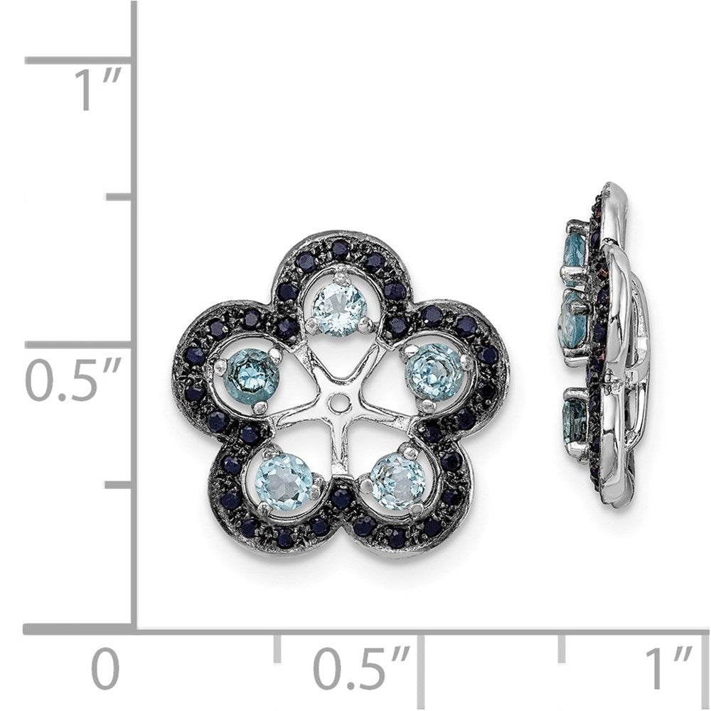 Sterlingsilber Rhodium Schweizer Blautopas & Schwarz Saphir Ohrring Jacke