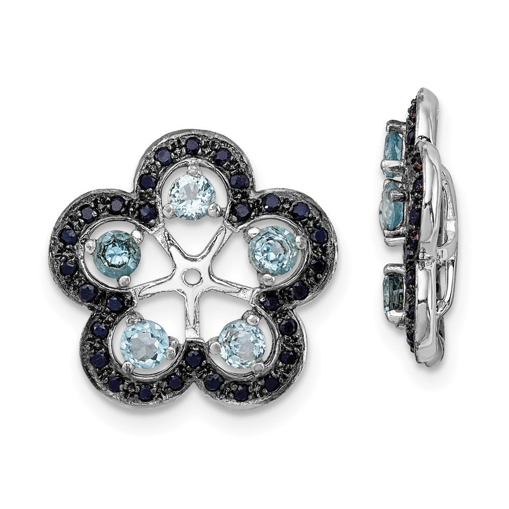Sterlingsilber Rhodium Schweizer Blautopas & Schwarz Saphir Ohrring Jacke