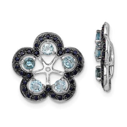 Sterlingsilber Rhodium Schweizer Blautopas & Schwarz Saphir Ohrring Jacke