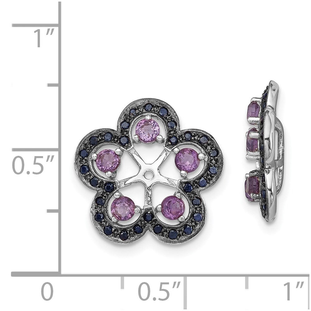 Sterlingsilber Rhodium Amethyst & Schwarz Saphir Ohrring Jacke
