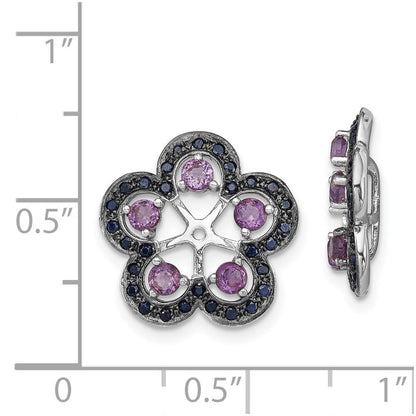 Sterlingsilber Rhodium Amethyst & Schwarz Saphir Ohrring Jacke