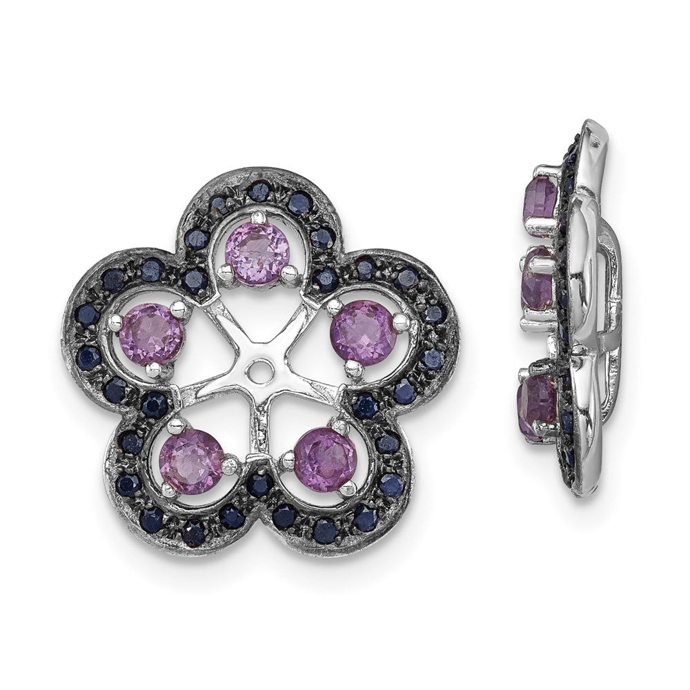 Sterlingsilber Rhodium Amethyst & Schwarz Saphir Ohrring Jacke