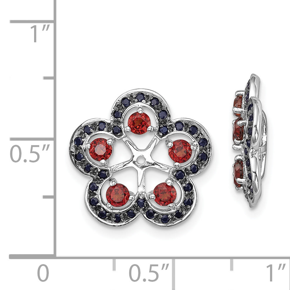 Sterlingsilber Rhodium Granat & Schwarz Saphir Ohrring Jacke