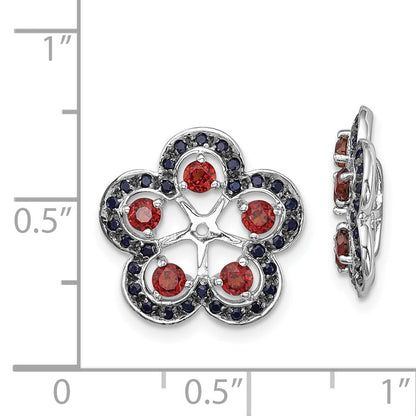Sterlingsilber Rhodium Granat & Schwarz Saphir Ohrring Jacke