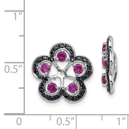 Sterlingsilber Rhodium Erzeugt Rubin & Schwarz Saphir Ohrring Jacke
