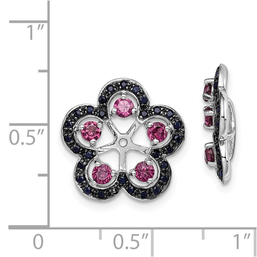 Sterlingsilber Rhodium Rhodolith Granat & Schwarz Saphir Ohrring Jacke