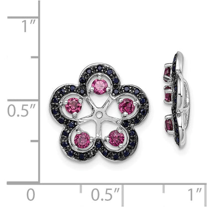 Sterlingsilber Rhodium Rhodolith Granat & Schwarz Saphir Ohrring Jacke