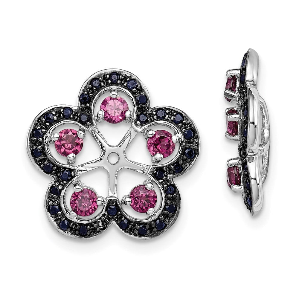 Sterlingsilber Rhodium Rhodolith Granat & Schwarz Saphir Ohrring Jacke