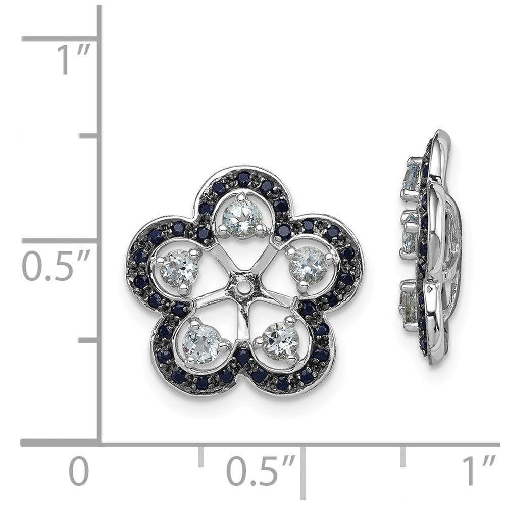 Sterlingsilber Rhodium Aquamarin & Schwarz Saphir Ohrring Jacke