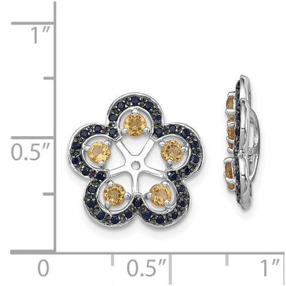 Sterlingsilber Rhodium Citrin & Schwarz Saphir Ohrring Jacke