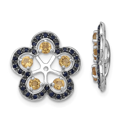 Sterlingsilber Rhodium Citrin & Schwarz Saphir Ohrring Jacke