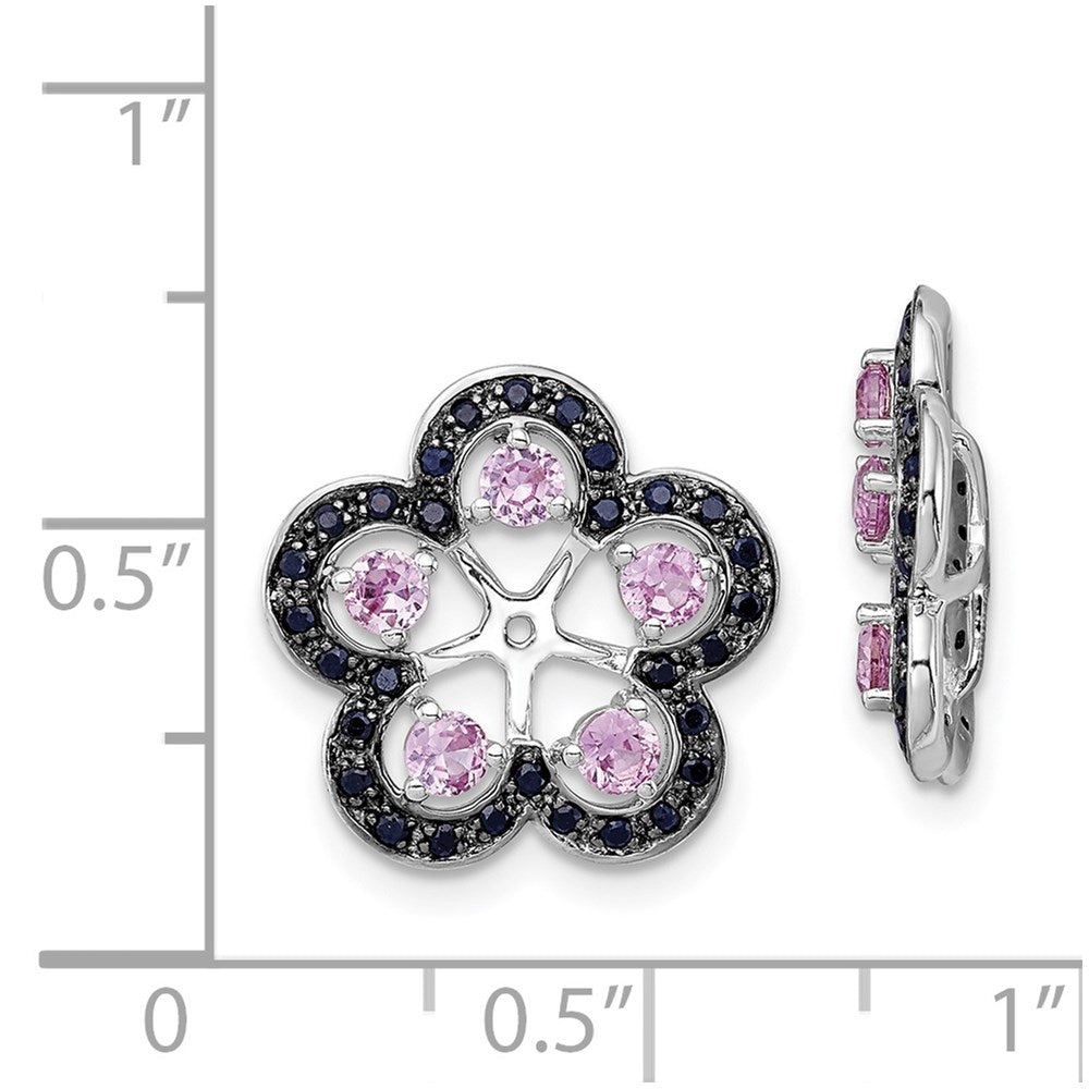 Sterlingsilber Rhodium Crted Rosa Saphir & Schwarz Ohrring Jacke