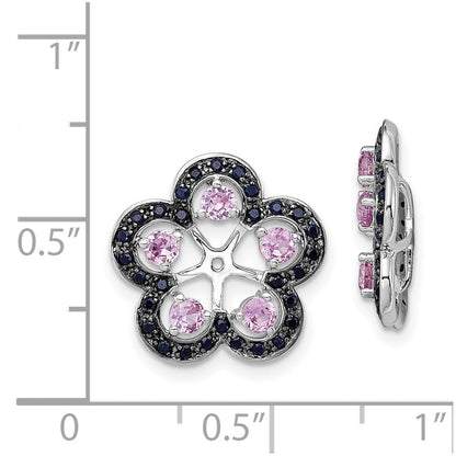 Sterlingsilber Rhodium Crted Rosa Saphir & Schwarz Ohrring Jacke