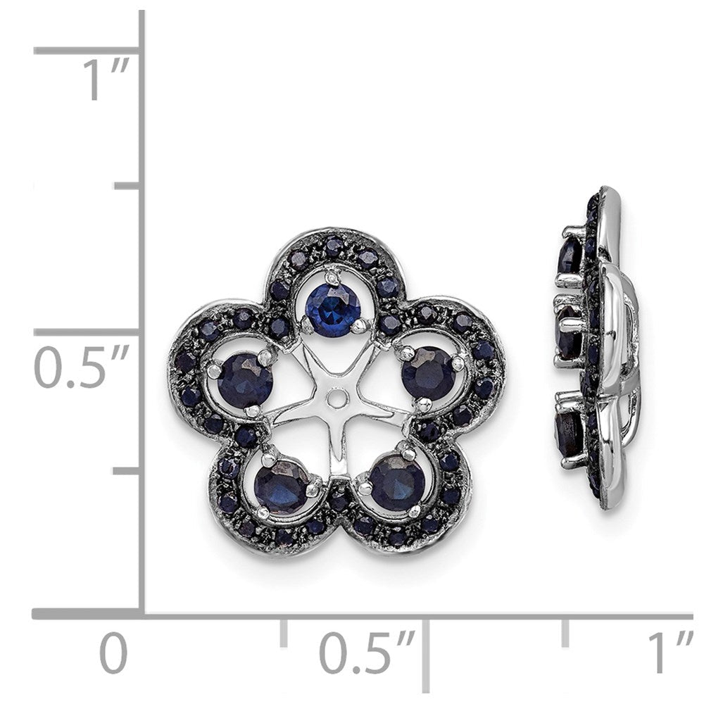 Sterlingsilber Rhodium Erzeugt Saphir & Schwarz Ohrring Jacke