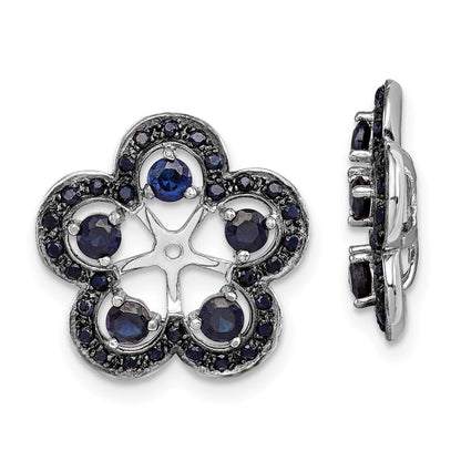 Sterlingsilber Rhodium Erzeugt Saphir & Schwarz Ohrring Jacke