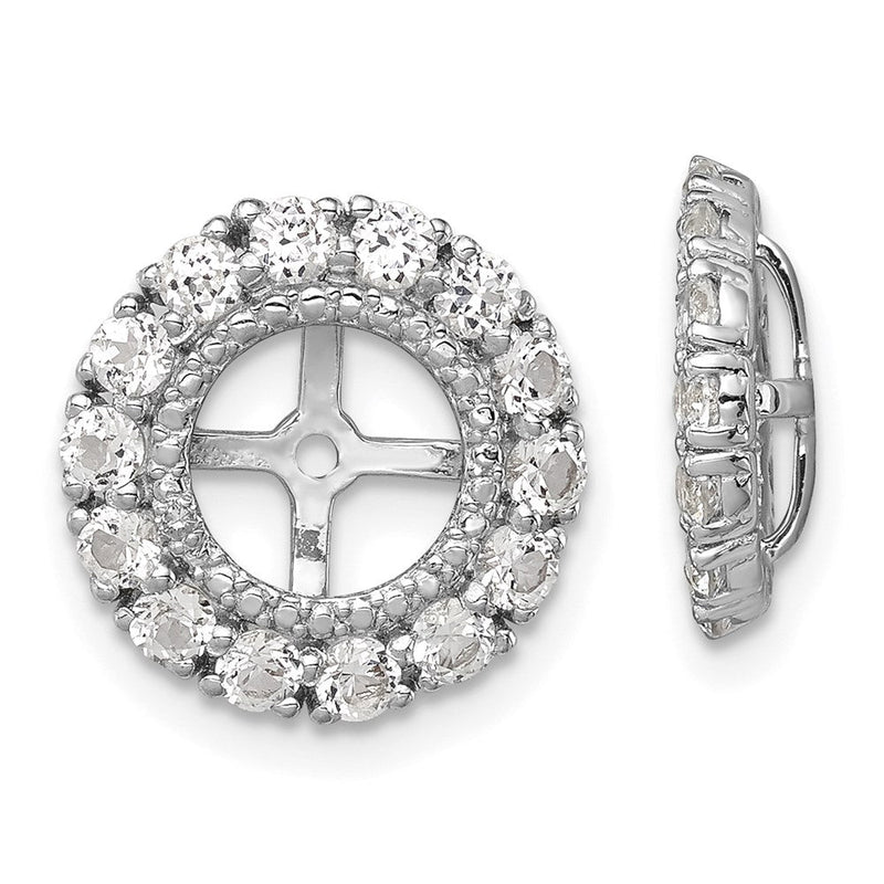 Sterlingsilber Rhodium Diamant. & Weiß Topas Ohrring Jacke
