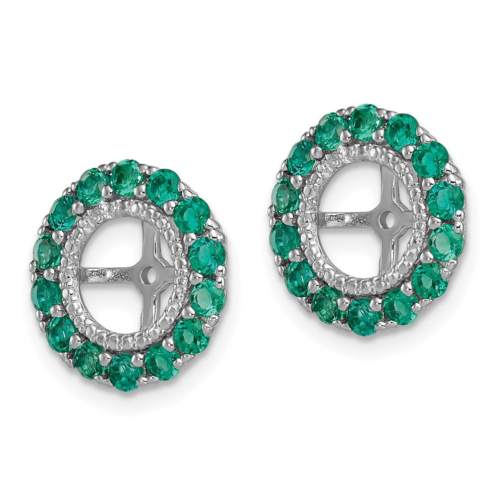 Sterlingsilber Rhodium Diamant. & Erzeugt Smaragd Ohrring Jacke