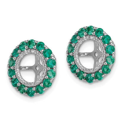 Sterlingsilber Rhodium Diamant. & Erzeugt Smaragd Ohrring Jacke