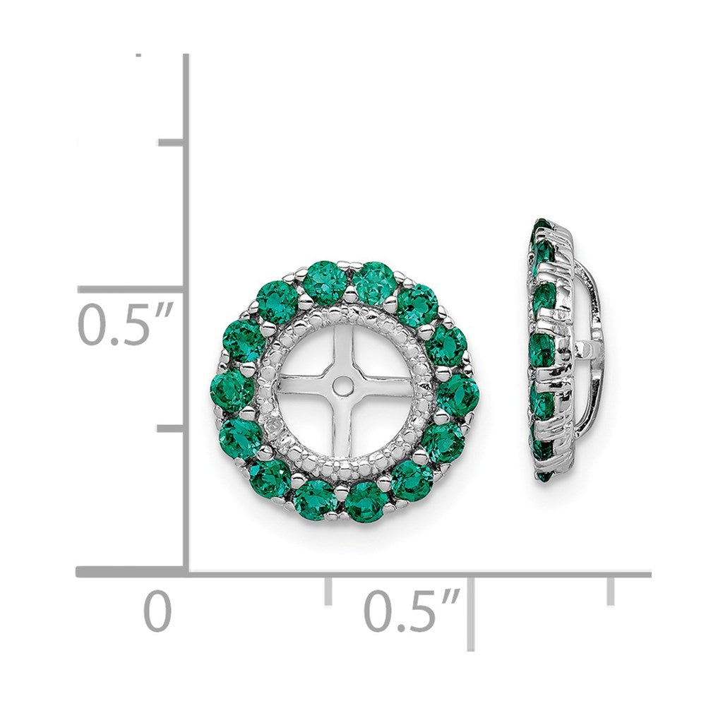 Sterlingsilber Rhodium Diamant. & Erzeugt Smaragd Ohrring Jacke