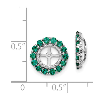 Sterlingsilber Rhodium Diamant. & Erzeugt Smaragd Ohrring Jacke