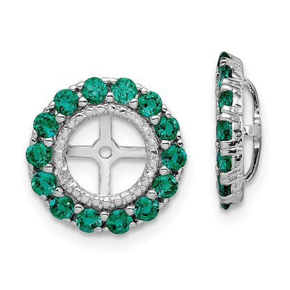 Sterlingsilber Rhodium Diamant. & Erzeugt Smaragd Ohrring Jacke