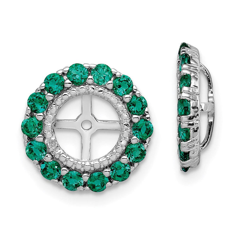Sterlingsilber Rhodium Diamant. & Erzeugt Smaragd Ohrring Jacke