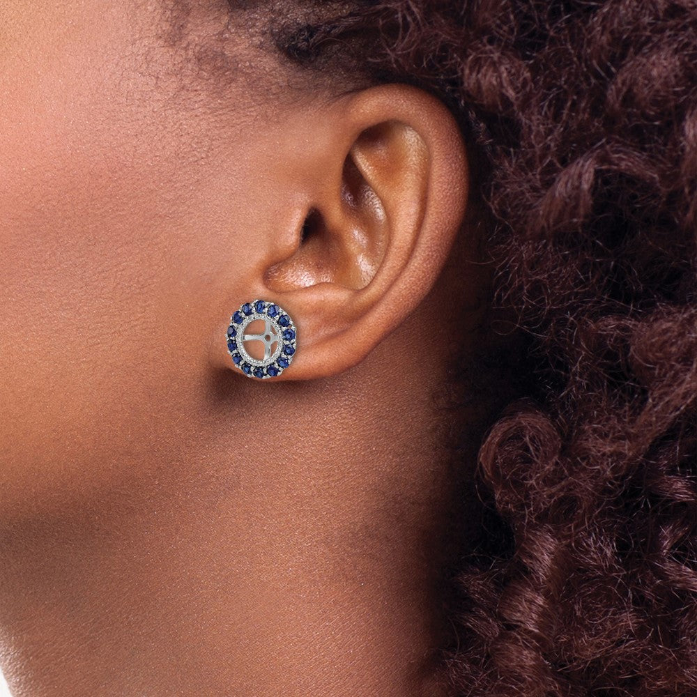 Sterlingsilber Rhodium Diamant. & Erzeugt Saphir Ohrring Jacke