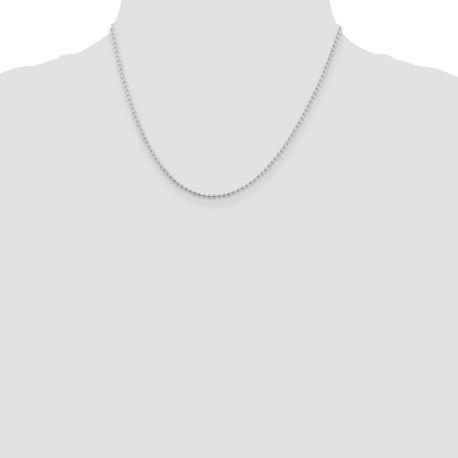 Sterlingsilber 2mm Gekugelt Kette mit 2 Zoll Verlängerung. Halskette