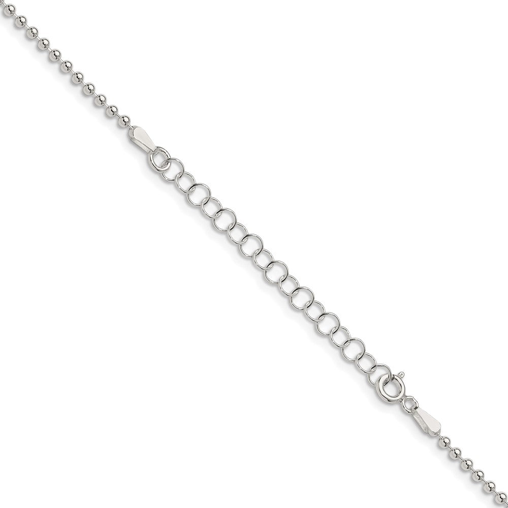 Sterlingsilber 2mm Gekugelt Kette mit 2 Zoll Verlängerung. Halskette
