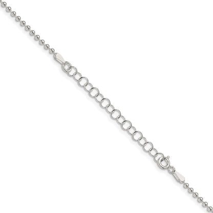 Sterlingsilber 2mm Gekugelt Kette mit 2 Zoll Verlängerung. Halskette