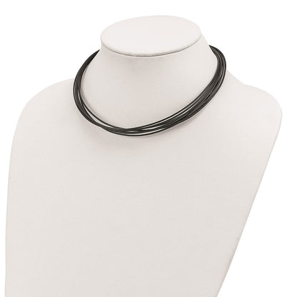 Sterlingsilber Rhodiniert 16inch Schwarz Multi-cord Leder Halskette