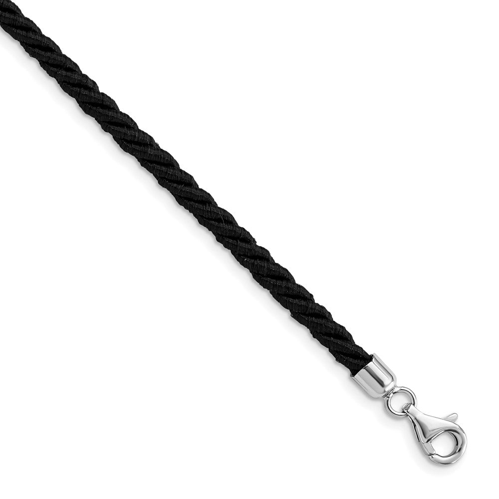 Sterlingsilber Rhodiniert Schwarz Satiniert Kordel Halskette